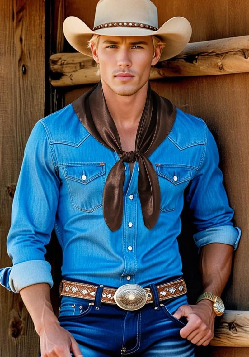 GERINLY Solid Color Wild Rag, Pure Cowboy Bandanas 35 Inch, Bolo Scarf for Men Women - Image 4